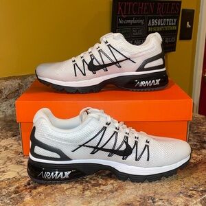 Nike White and Black Sneakers with Mesh Upper and Cushioned Midso…